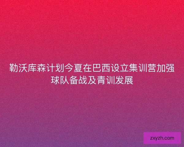 勒沃库森计划今夏在巴西设立集训营加强球队备战及青训发展