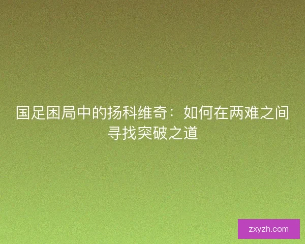 国足困局中的扬科维奇：如何在两难之间寻找突破之道